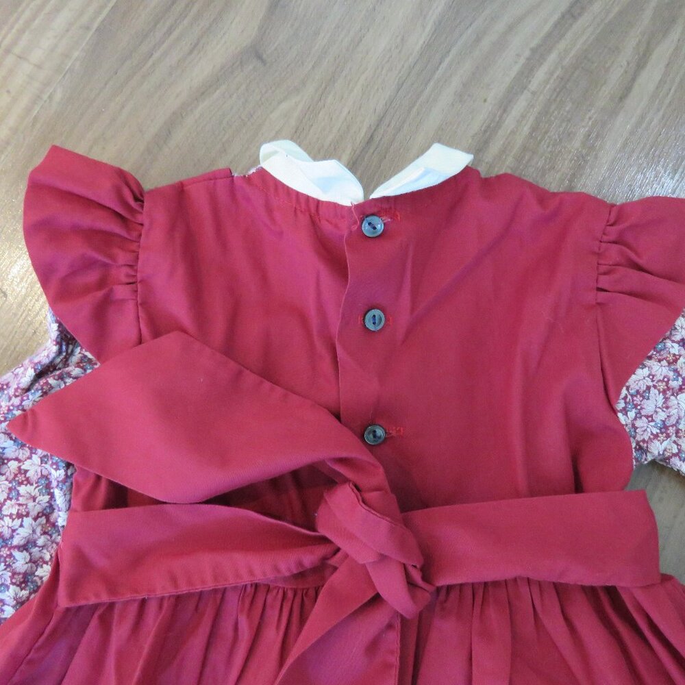 VINTAGE POLLY FLINDERS Smocked Floral Cottagecore Prairie Girl's Dress Church - Picture 10 of 13
